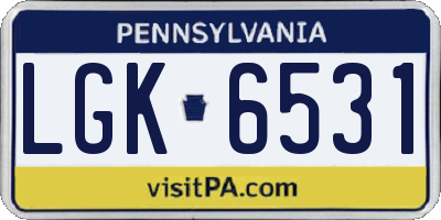 PA license plate LGK6531