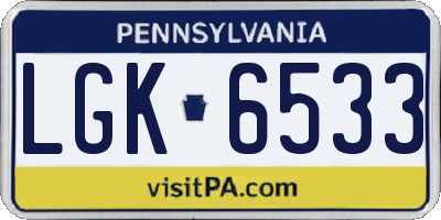 PA license plate LGK6533