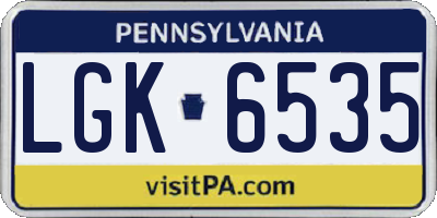 PA license plate LGK6535