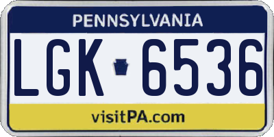 PA license plate LGK6536