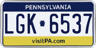 PA license plate LGK6537