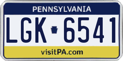 PA license plate LGK6541