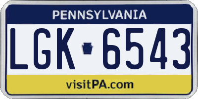 PA license plate LGK6543