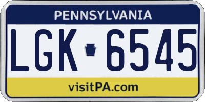PA license plate LGK6545