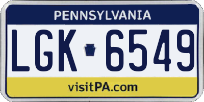 PA license plate LGK6549