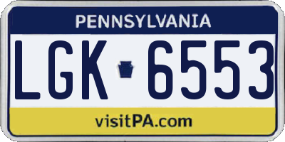 PA license plate LGK6553