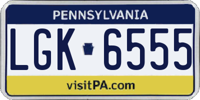 PA license plate LGK6555