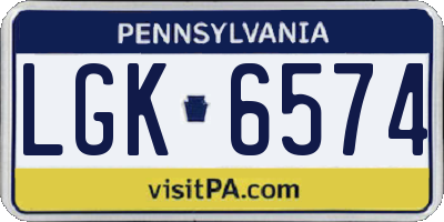 PA license plate LGK6574