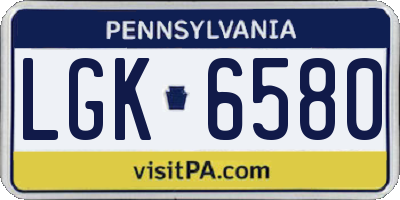 PA license plate LGK6580