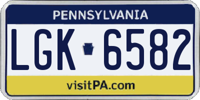 PA license plate LGK6582