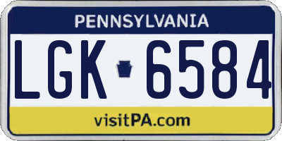 PA license plate LGK6584