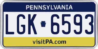 PA license plate LGK6593
