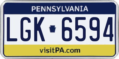 PA license plate LGK6594