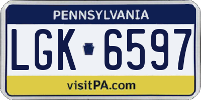 PA license plate LGK6597