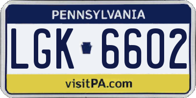 PA license plate LGK6602