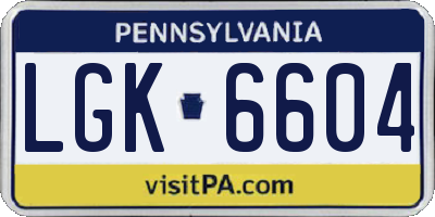 PA license plate LGK6604