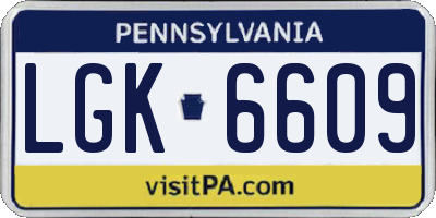 PA license plate LGK6609