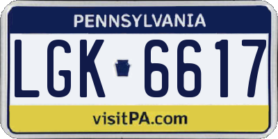 PA license plate LGK6617