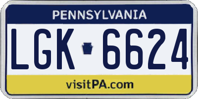 PA license plate LGK6624