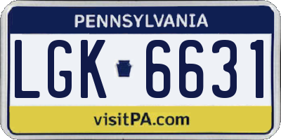 PA license plate LGK6631