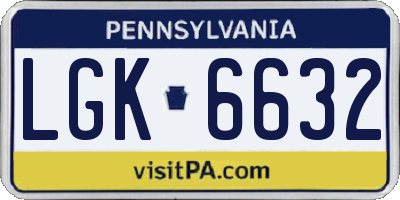 PA license plate LGK6632