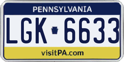 PA license plate LGK6633