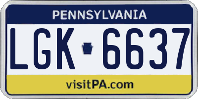 PA license plate LGK6637