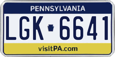 PA license plate LGK6641