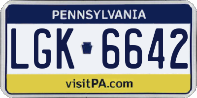 PA license plate LGK6642