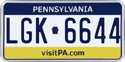 PA license plate LGK6644