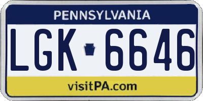 PA license plate LGK6646