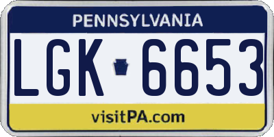 PA license plate LGK6653
