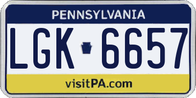 PA license plate LGK6657