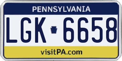 PA license plate LGK6658