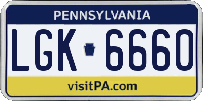 PA license plate LGK6660