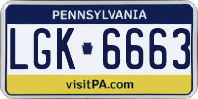 PA license plate LGK6663