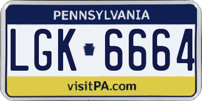 PA license plate LGK6664