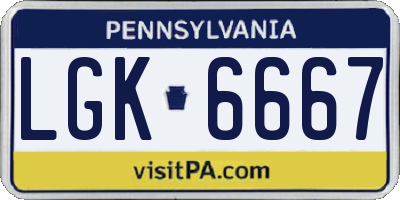 PA license plate LGK6667