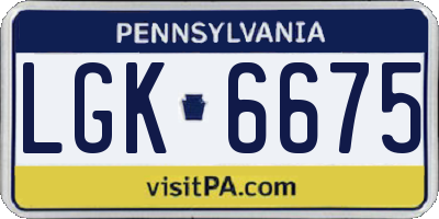 PA license plate LGK6675