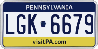 PA license plate LGK6679