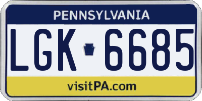 PA license plate LGK6685