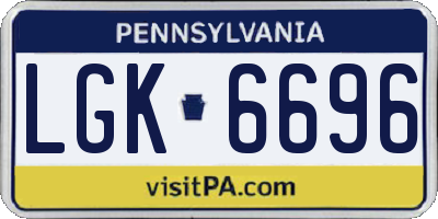 PA license plate LGK6696