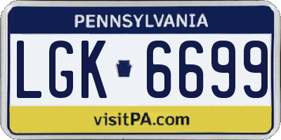 PA license plate LGK6699