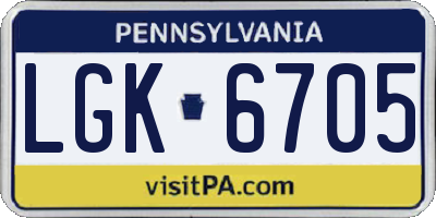 PA license plate LGK6705