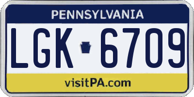 PA license plate LGK6709