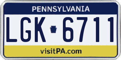 PA license plate LGK6711
