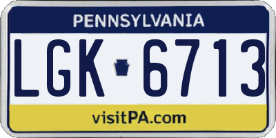 PA license plate LGK6713