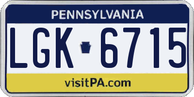 PA license plate LGK6715