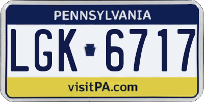 PA license plate LGK6717