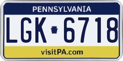 PA license plate LGK6718